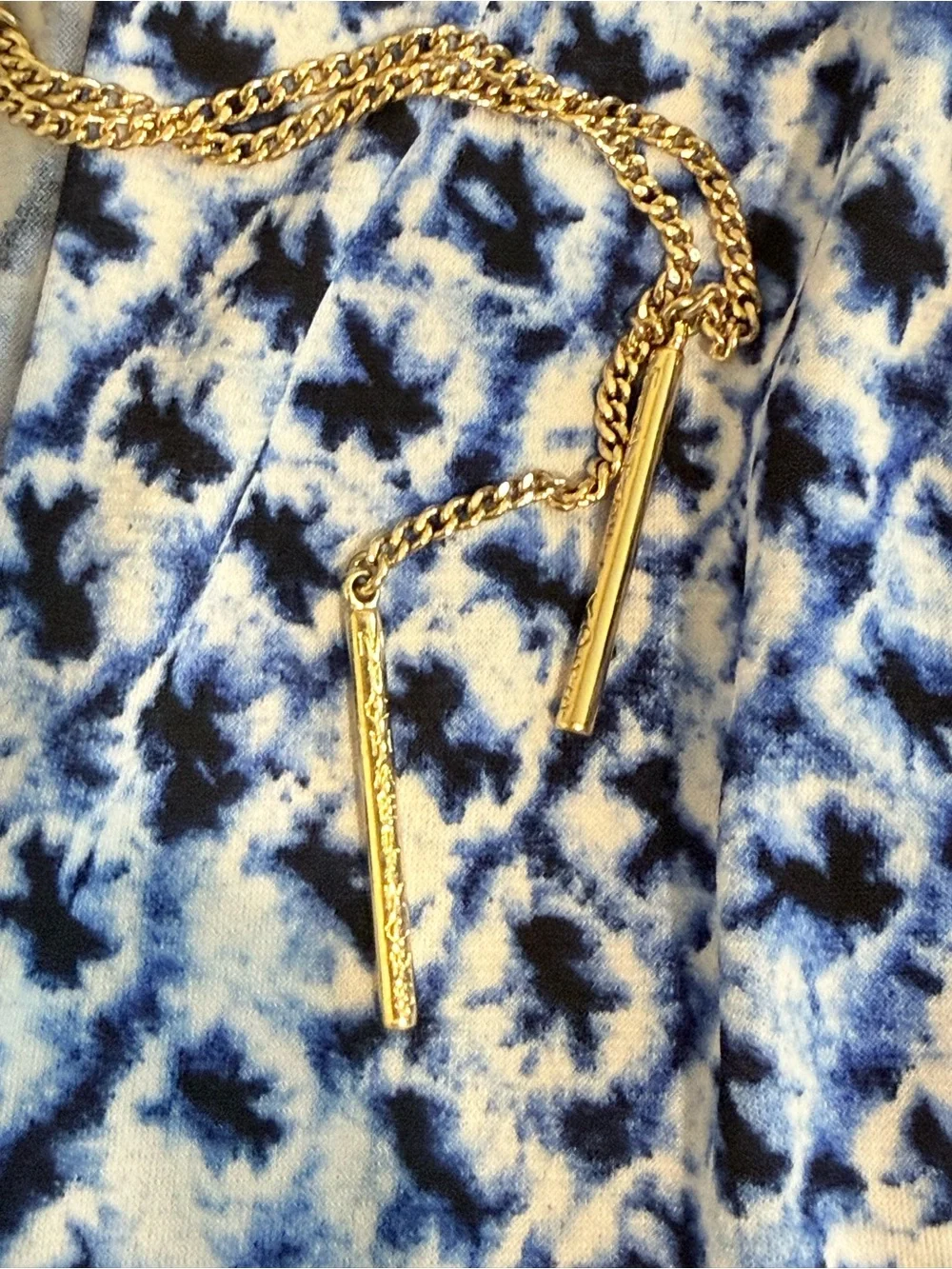 Michael Kors Blue and Navy Patterned Short-Sleeve Peplum Dress